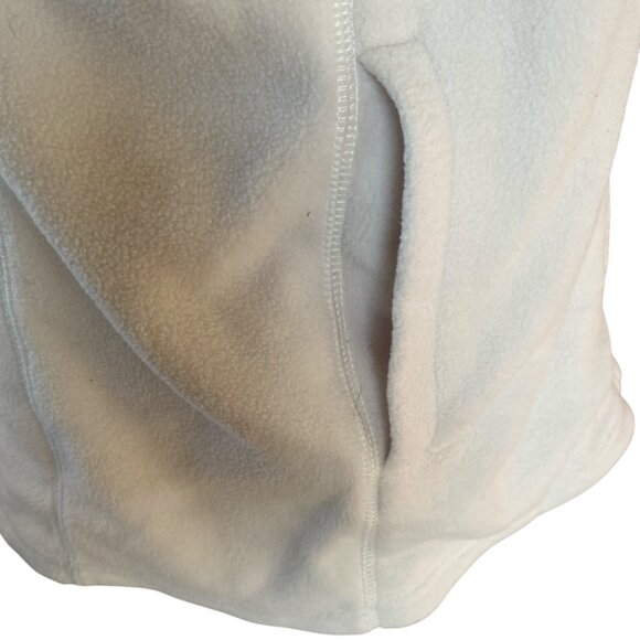 Chaps women's large cream sleeveless collared zip up stretchy soft fleece vest - Picture 7 of 10